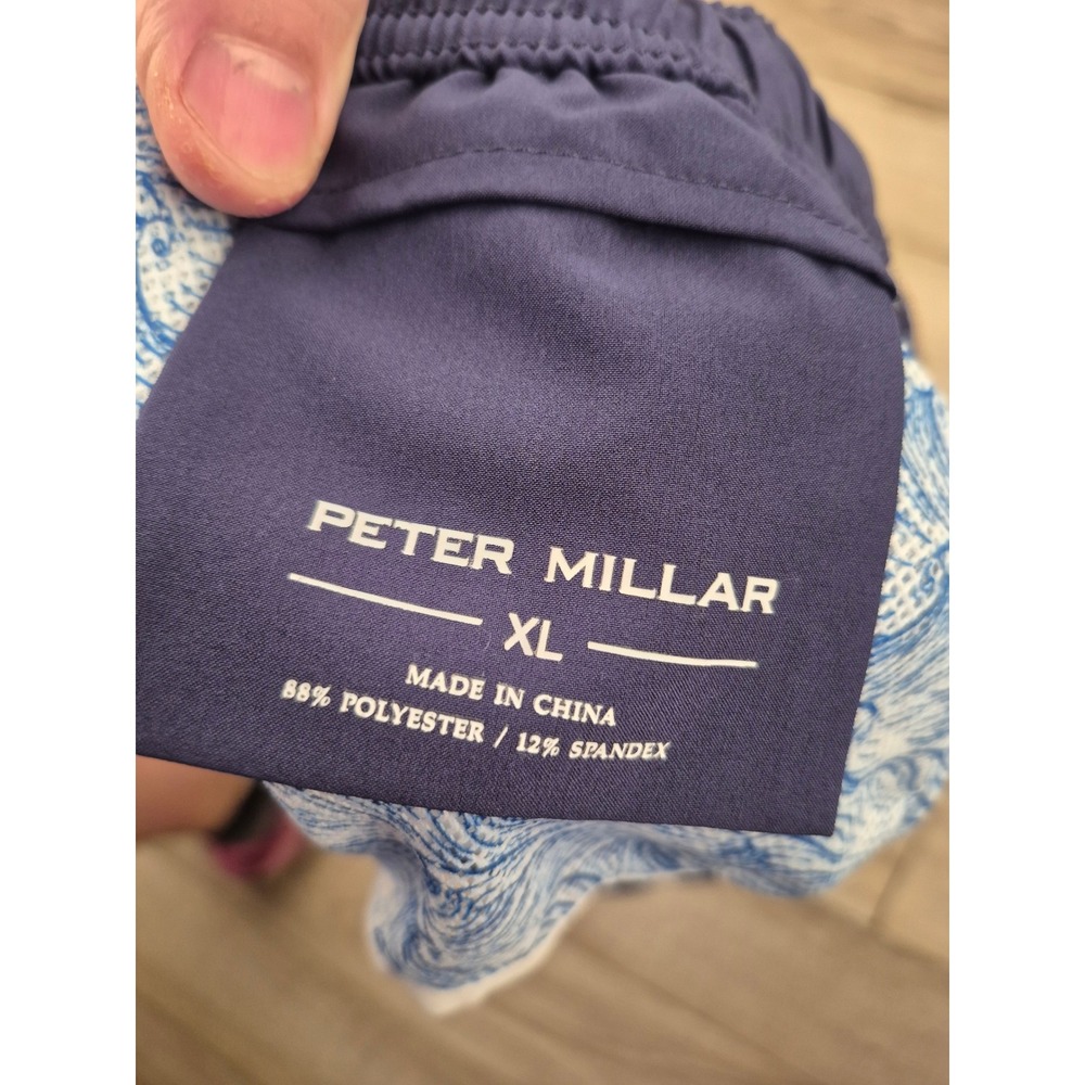 Peter Millar Mens XL Swim Trunks Navy Neon Casino Crab Shrimp Dice Print Shorts - Picture 7 of 11